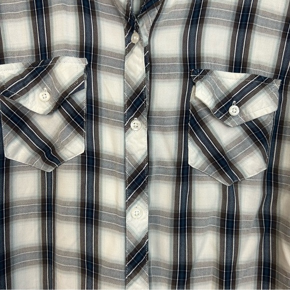 Rails Button Down Rayon Wester Collared Shirt White, Blue, Brown Size Medium - Picture 10 of 10